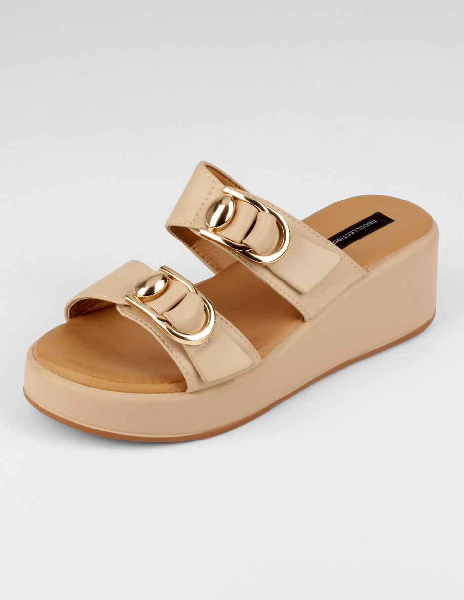 Sandalias con plataforma Steps en Piel vegana – Beige