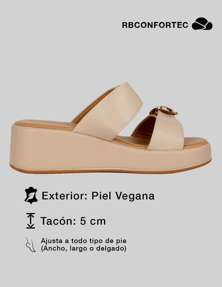 Sandalias con plataforma Steps en Piel vegana – Beige