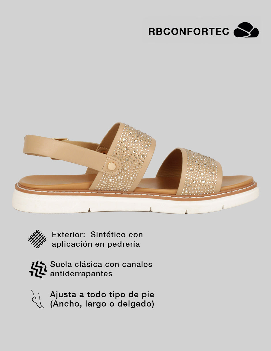 Sandalias de piso Yuri en Sintético – Dorado