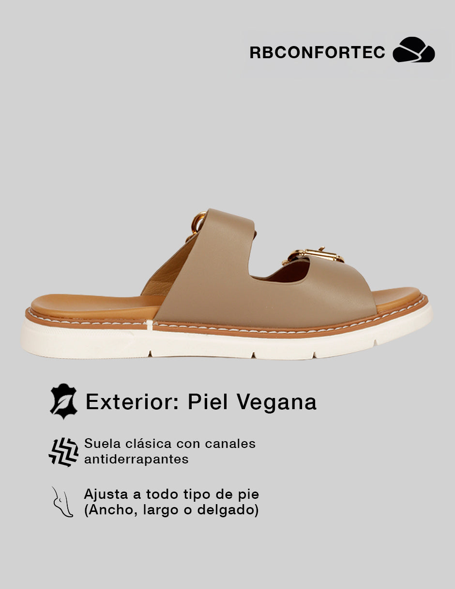 Sandalias de piso Yuri en Piel vegana – Dorado