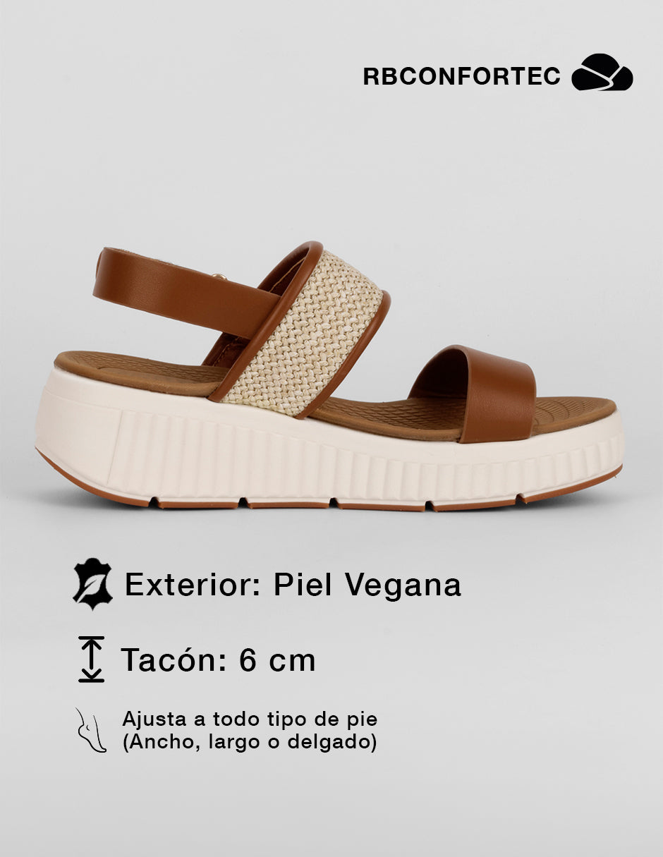 Sandalias con plataforma Naia en Piel vegana – Café