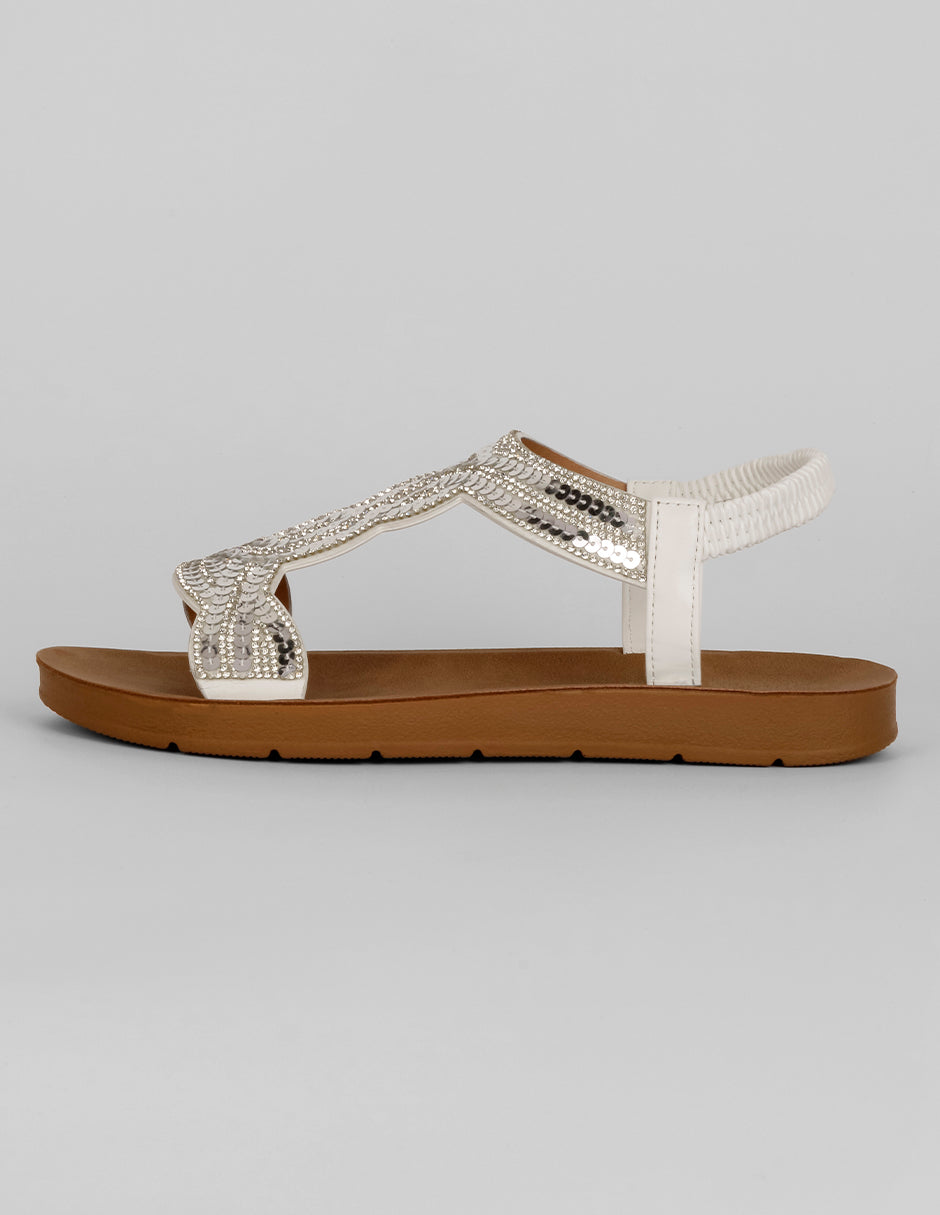 Sandalias de piso Exterior Sintético Color Plata Para Mujer De RBCOLLECTION