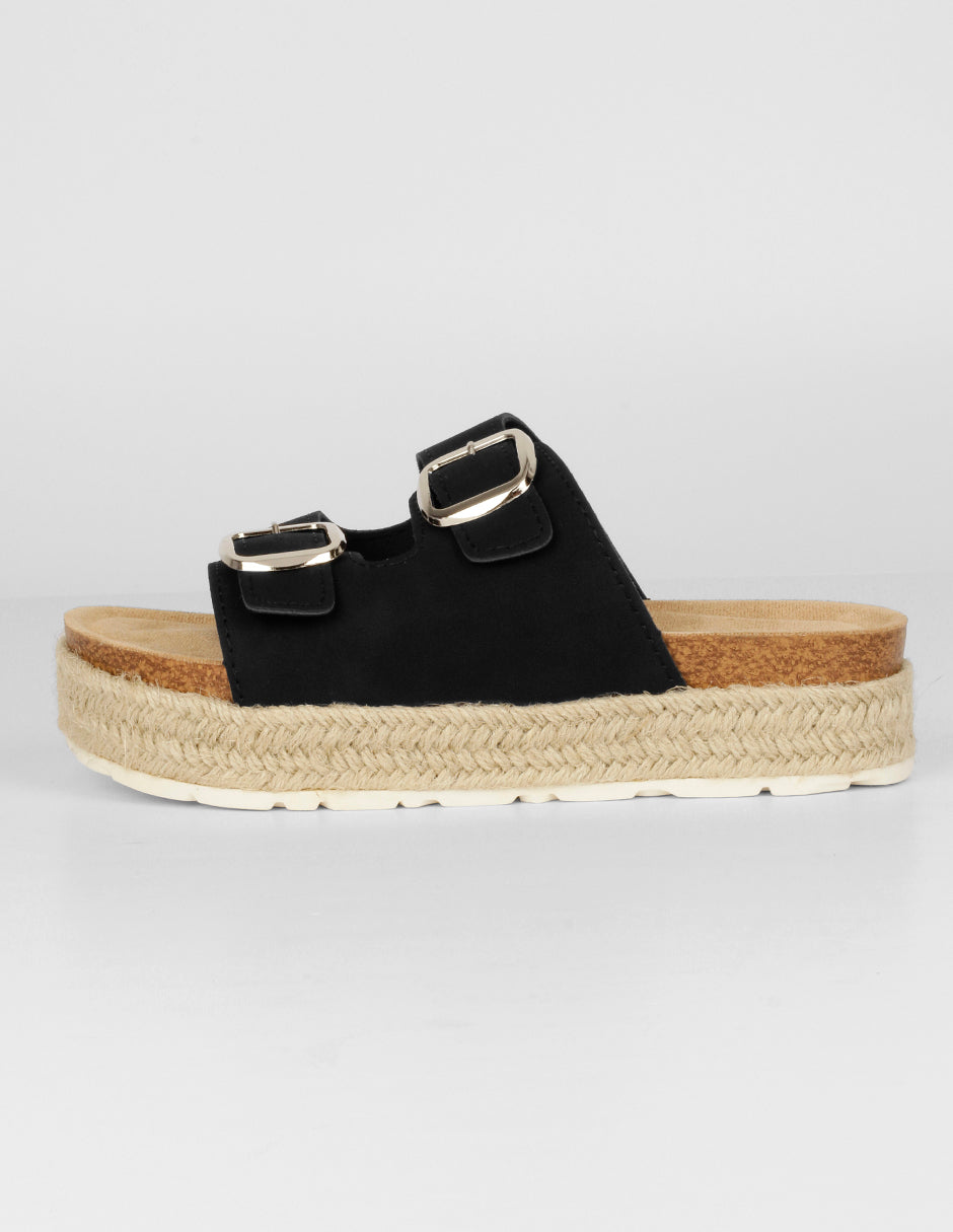 Sandalias con plataforma Exterior Piel vegana Color Negro Para Mujer De RBCOLLECTION
