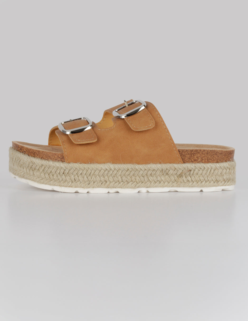 Sandalias con plataforma Yuri en Piel vegana – Café