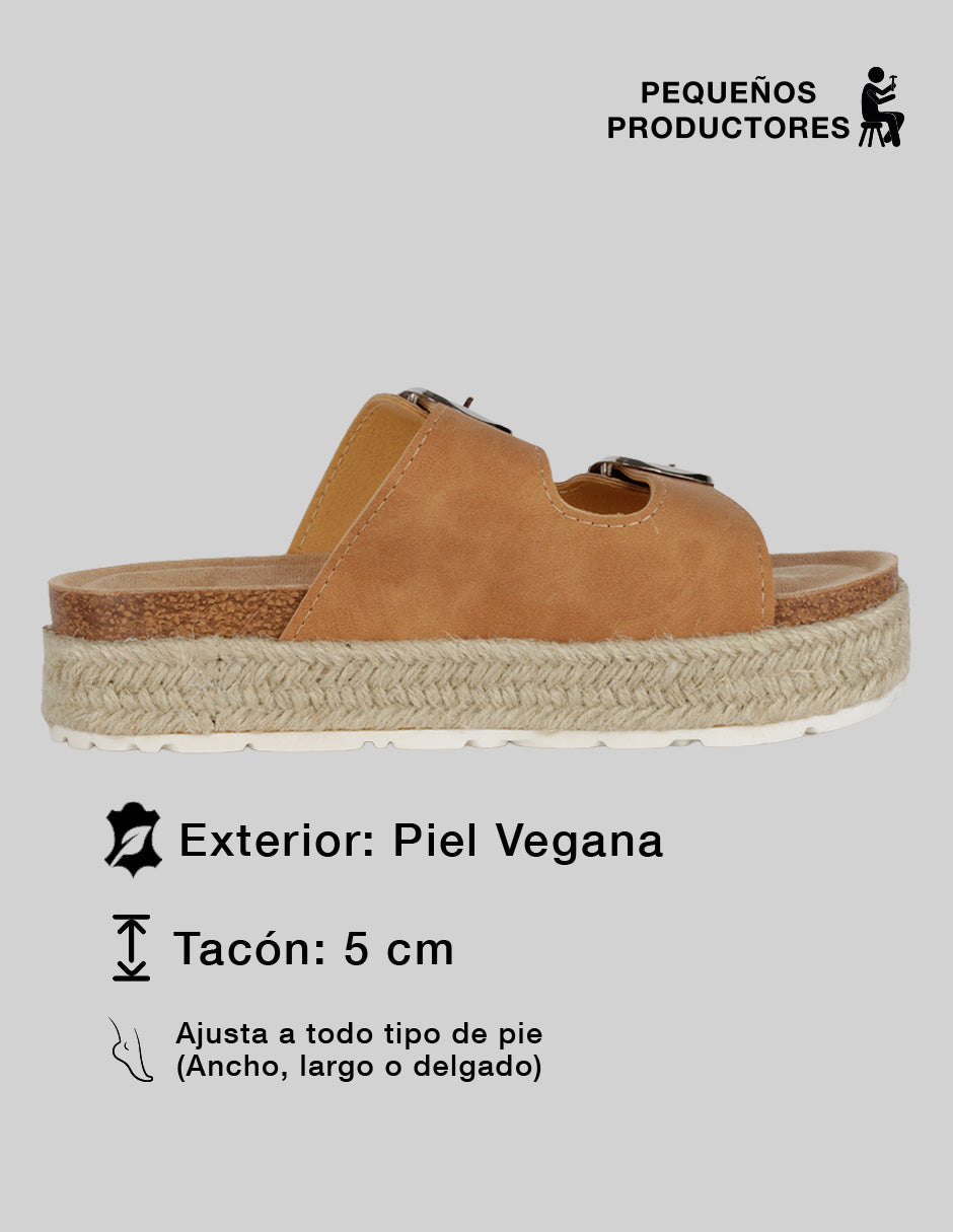 Sandalias con plataforma Yuri en Piel vegana – Café