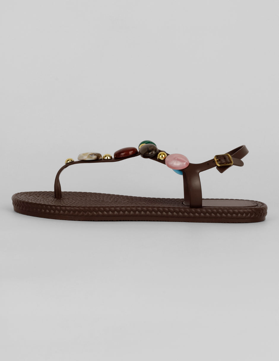 Sandalias de piso Exterior Piel vegana Color Café Para Mujer De RBBASICS