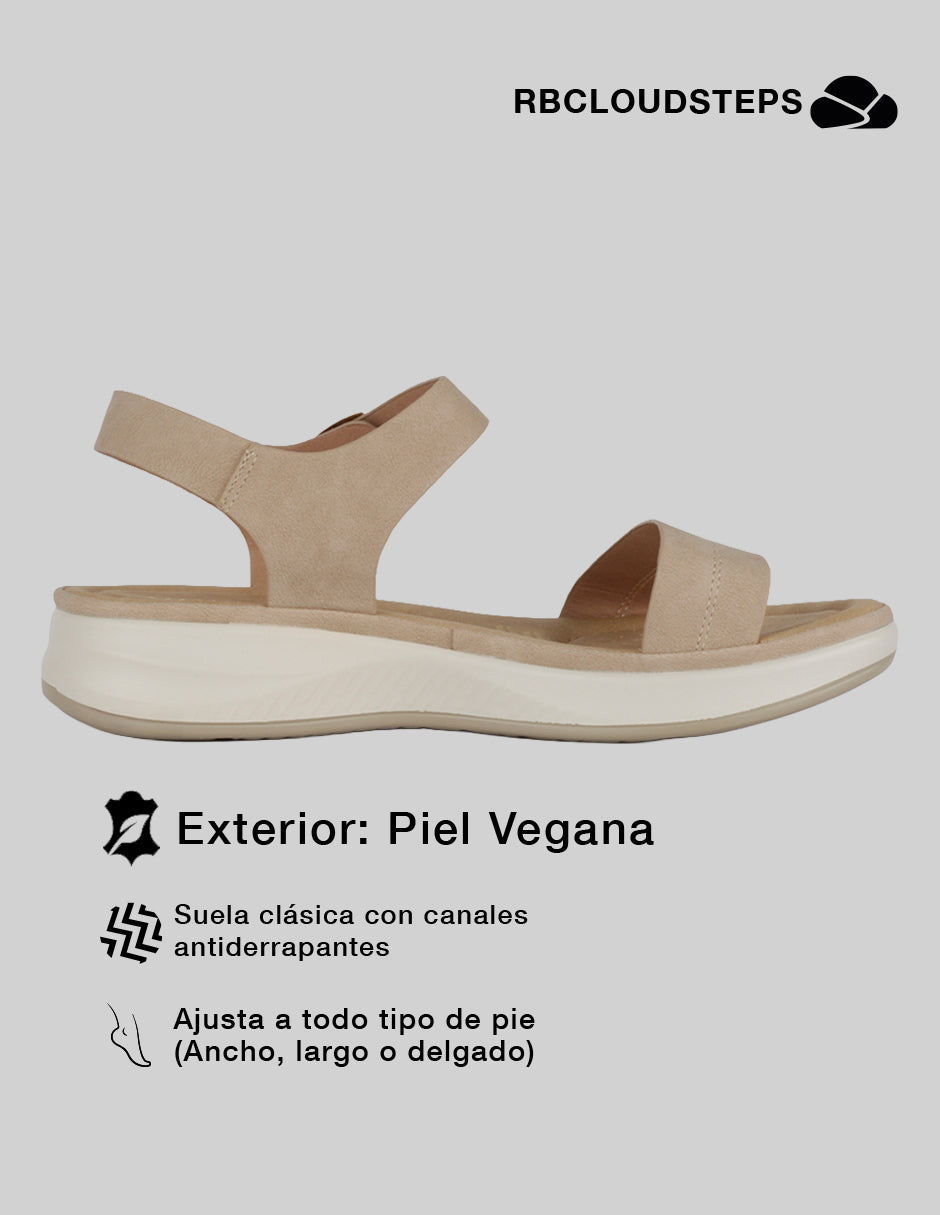 Sandalias de piso Steps en Piel vegana – Beige