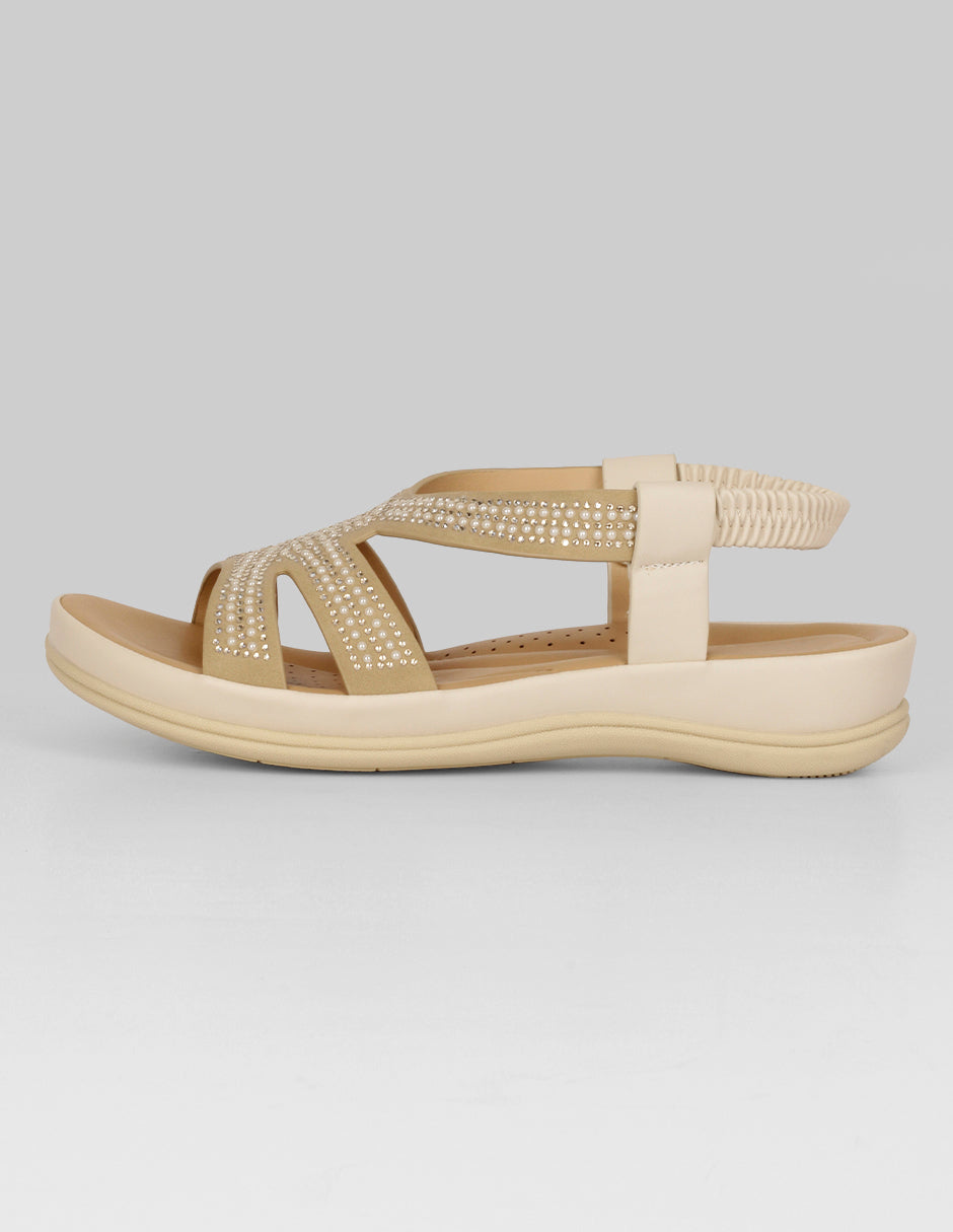 Sandalias de piso Exterior Sintético Color Beige Para Mujer De RBCOLLECTION