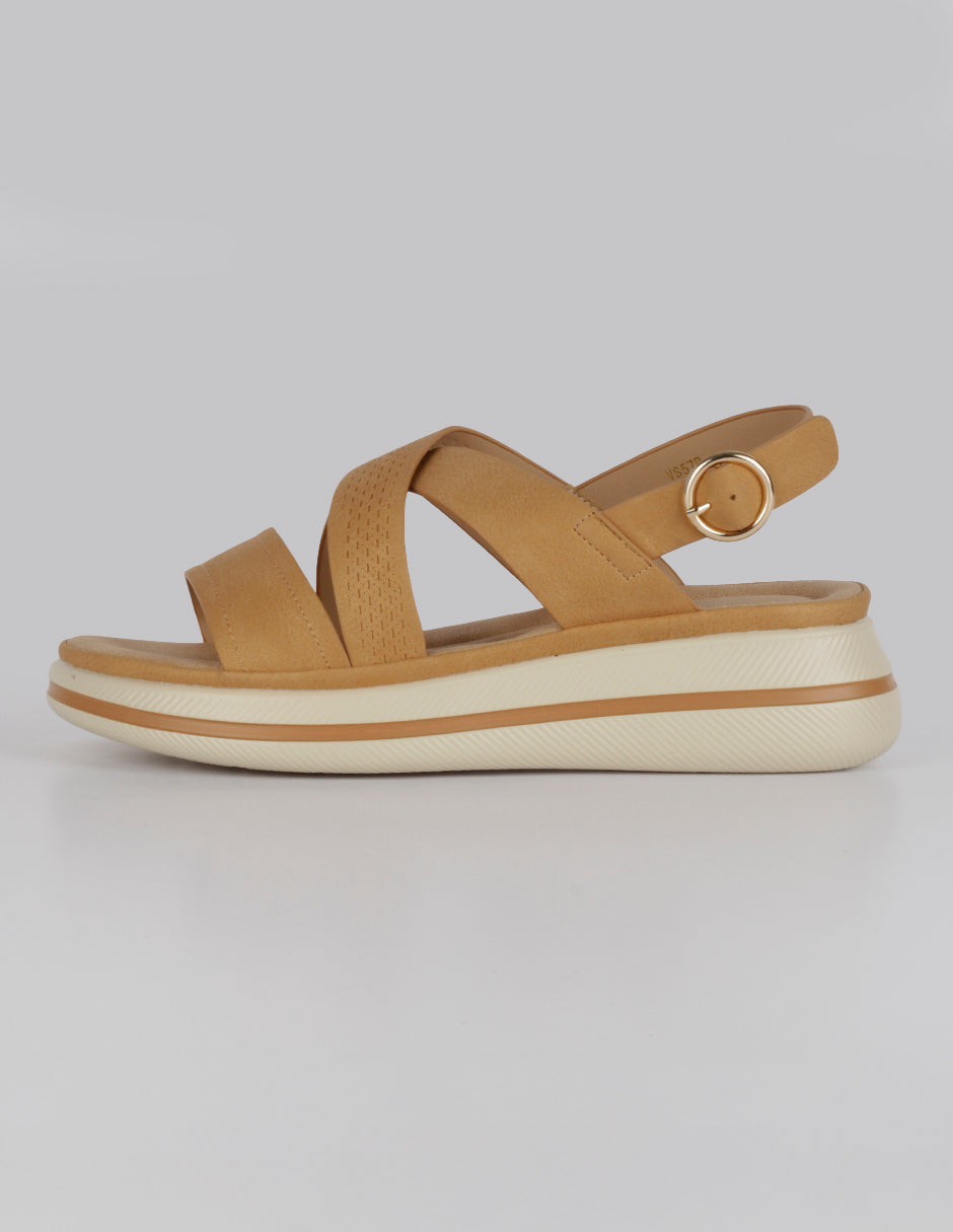 Sandalias con plataforma Steps en Piel vegana – Café