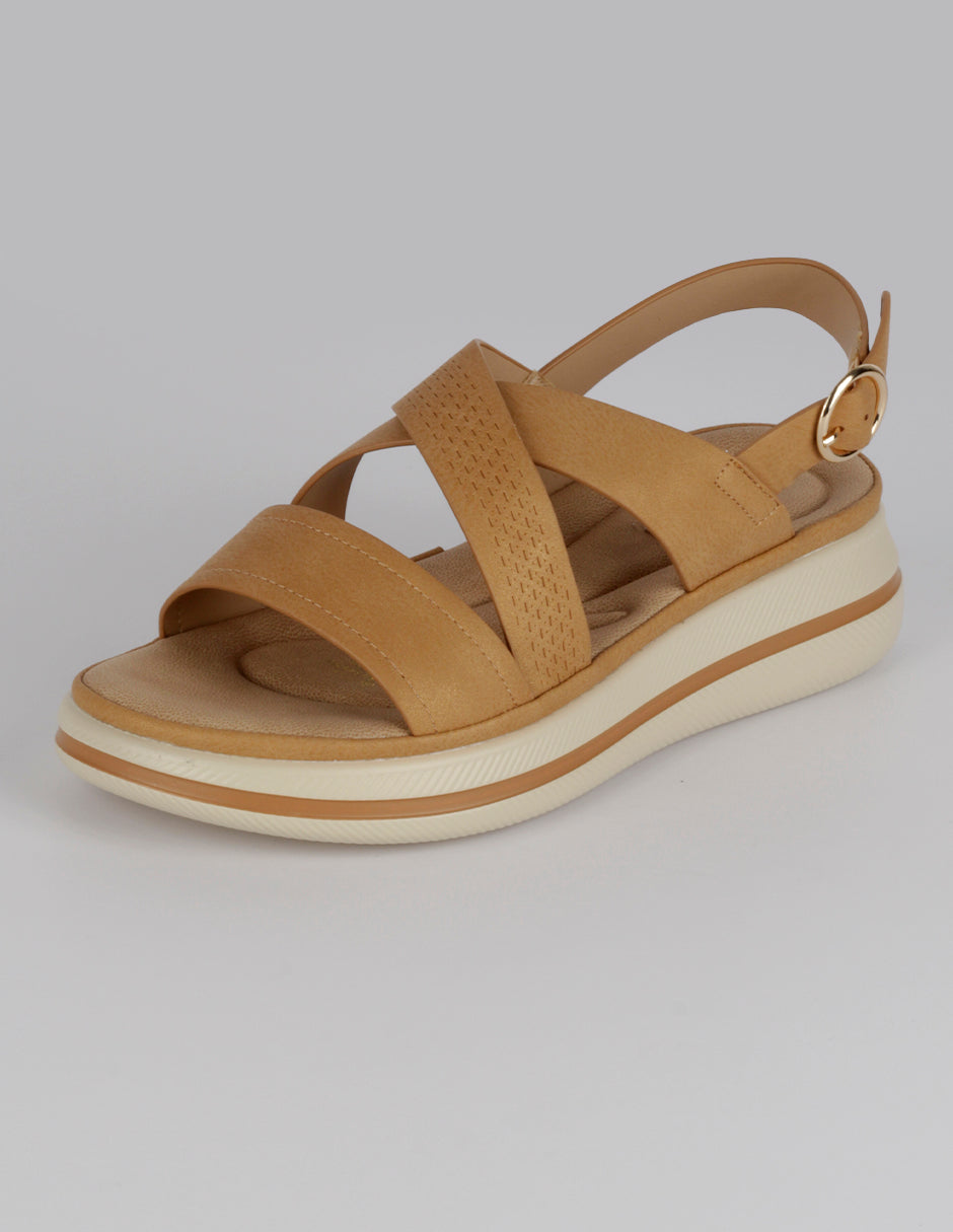 Sandalias con plataforma Steps en Piel vegana – Café