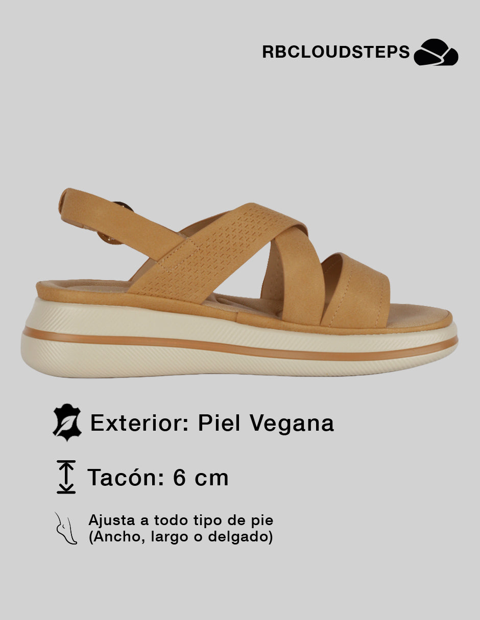 Sandalias con plataforma Steps en Piel vegana – Café