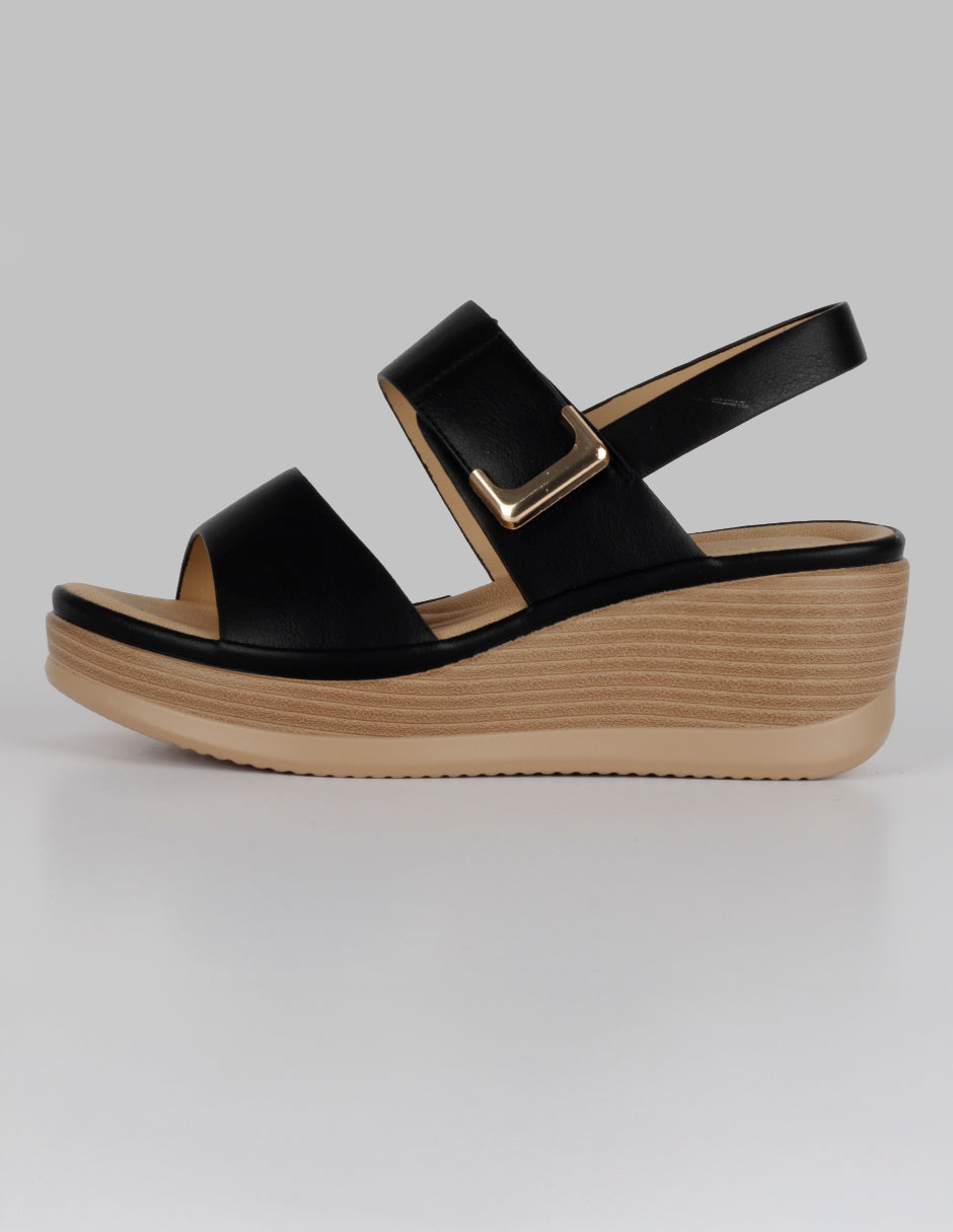Sandalias con plataforma Steps en Piel vegana – Negro
