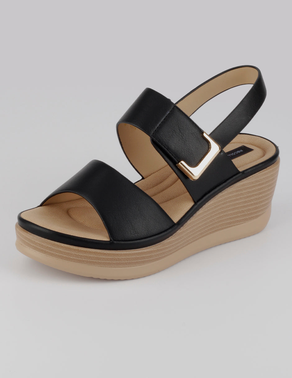 Sandalias con plataforma Steps en Piel vegana – Negro