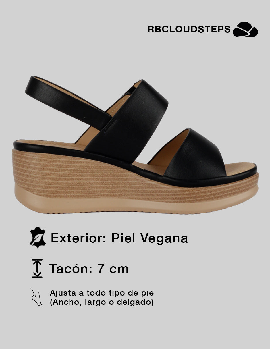 Sandalias con plataforma Steps en Piel vegana – Negro