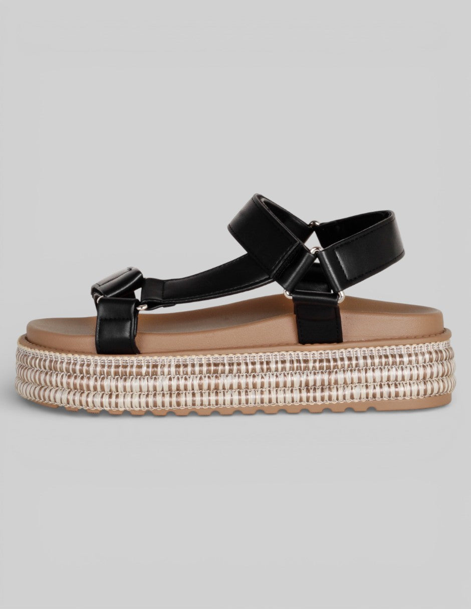 Sandalias con plataforma Exterior Piel vegana Color Negro Para Mujer De RBCOLLECTION