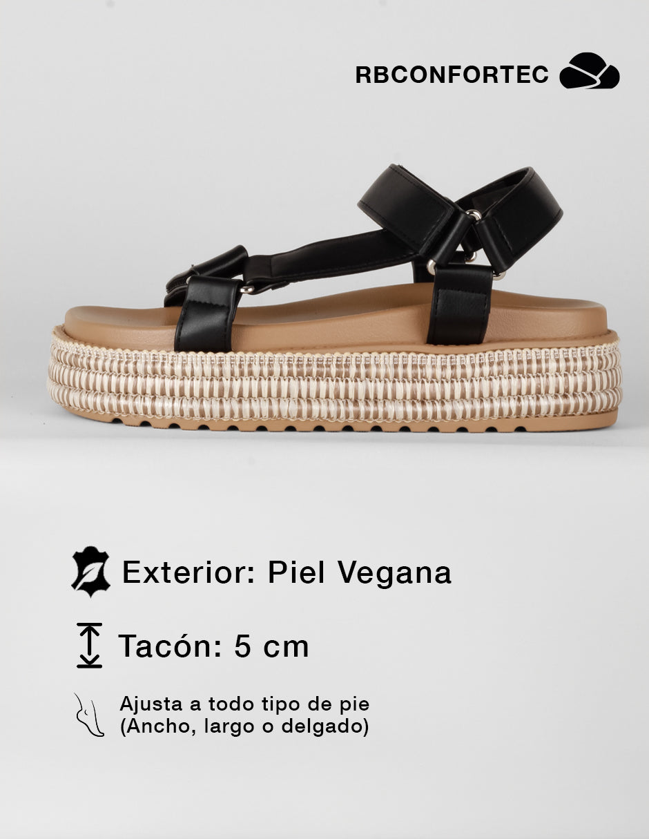 Sandalias con plataforma Yuri en Piel vegana – Negro