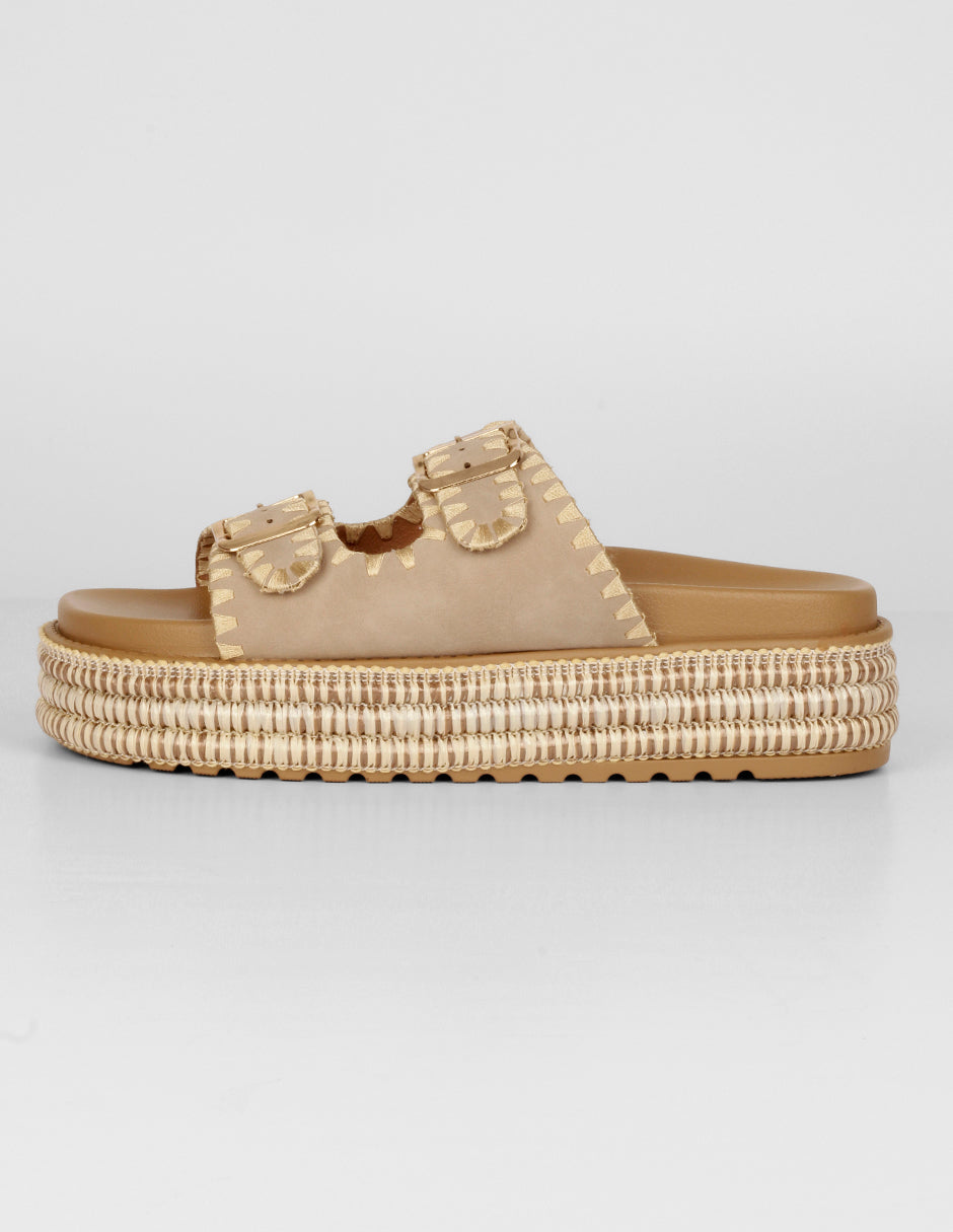 Sandalias con plataforma Exterior Piel vegana Color Café Para Mujer De RBCOLLECTION