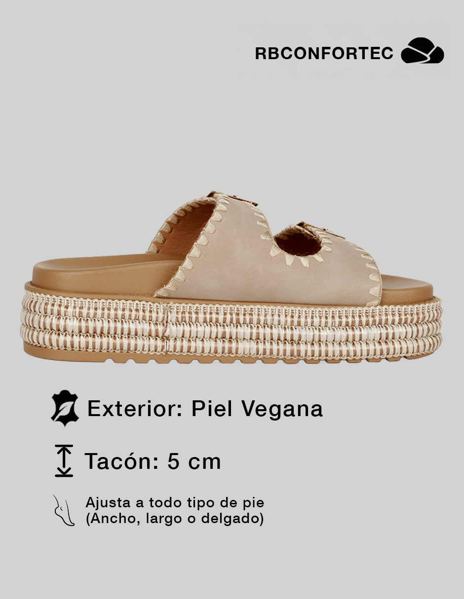 Sandalias con plataforma Yuri en Piel vegana – Café