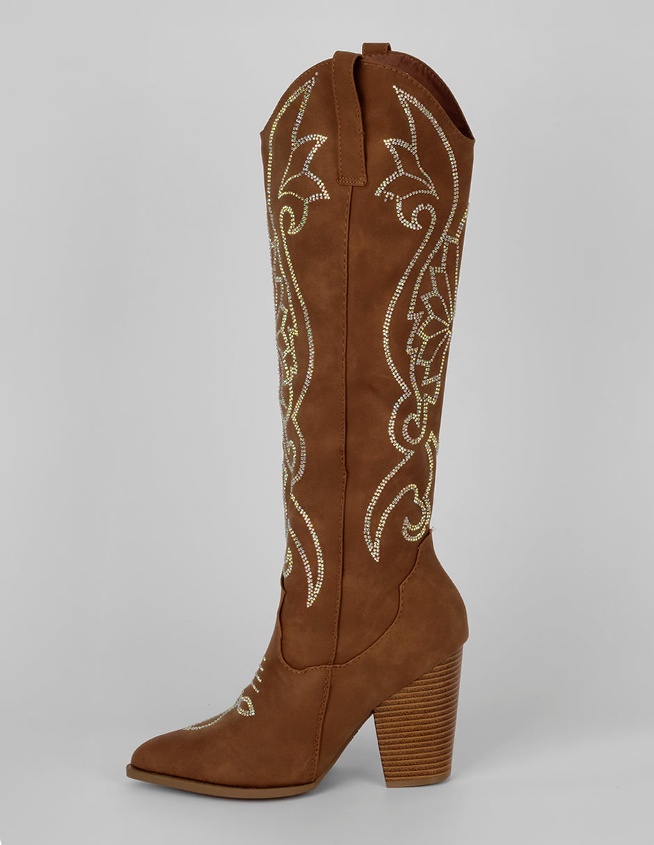 Botas tipo western Exterior Textil Color Café Para Mujer De RBCOLLECTION