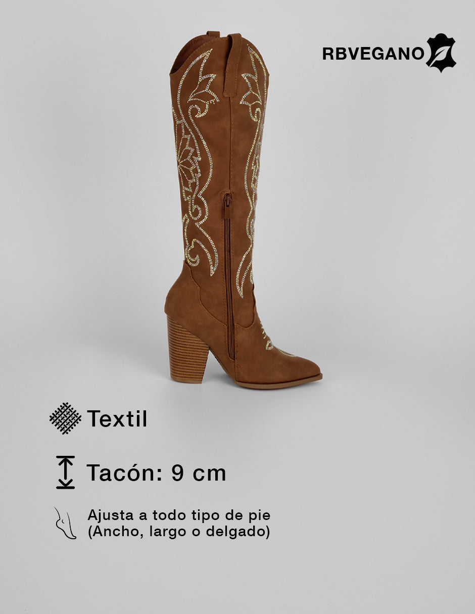 Botas tipo western West en Textil – Café