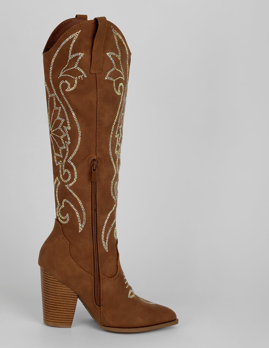 Botas tipo western West en Textil – Café