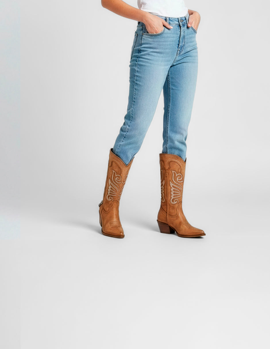 Botas tipo western West en Textil – Café