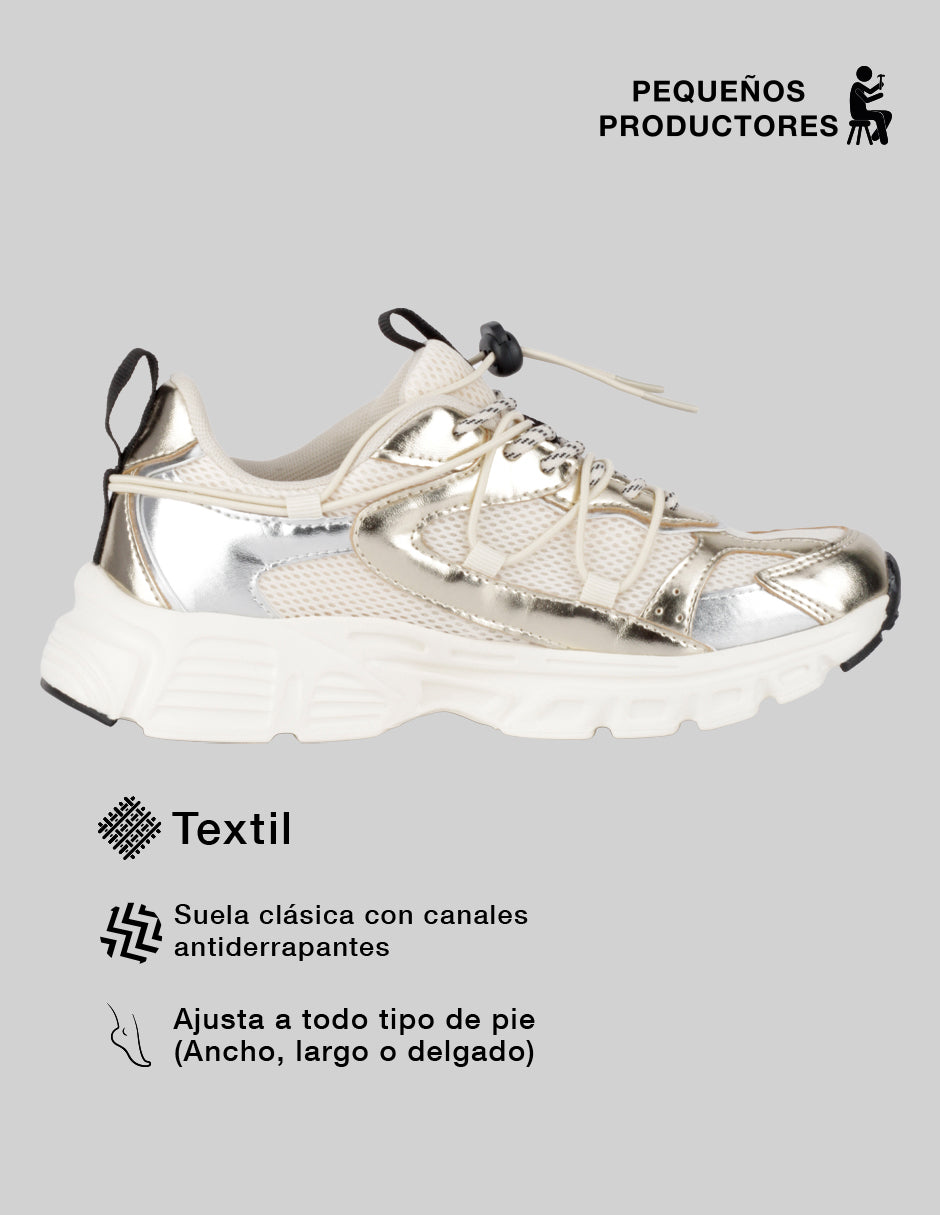 Tenis tipo deportivo  Highline en Textil – Dorado