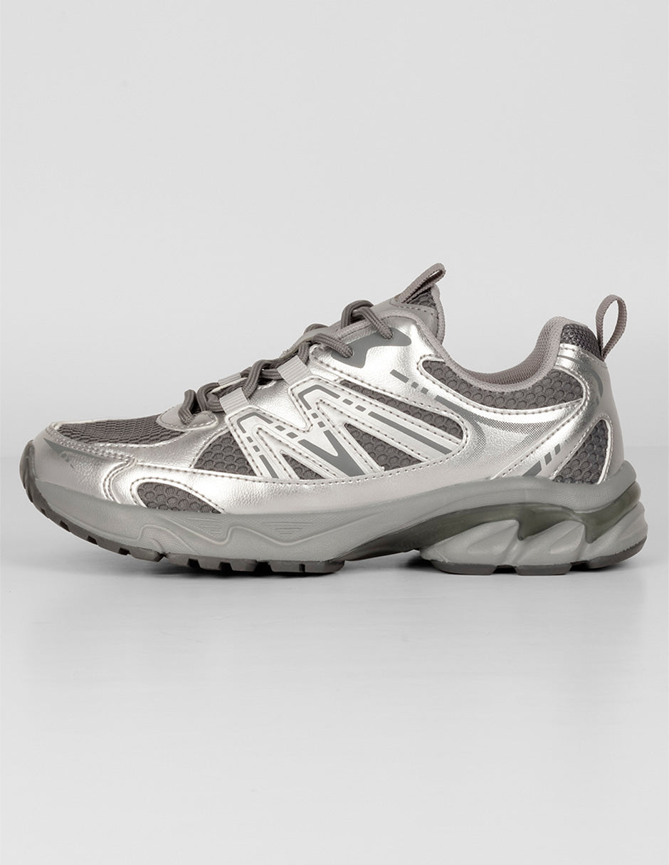 Tenis tipo deportivo Exterior Textil Color Plata Para Mujer De RBCOLLECTION