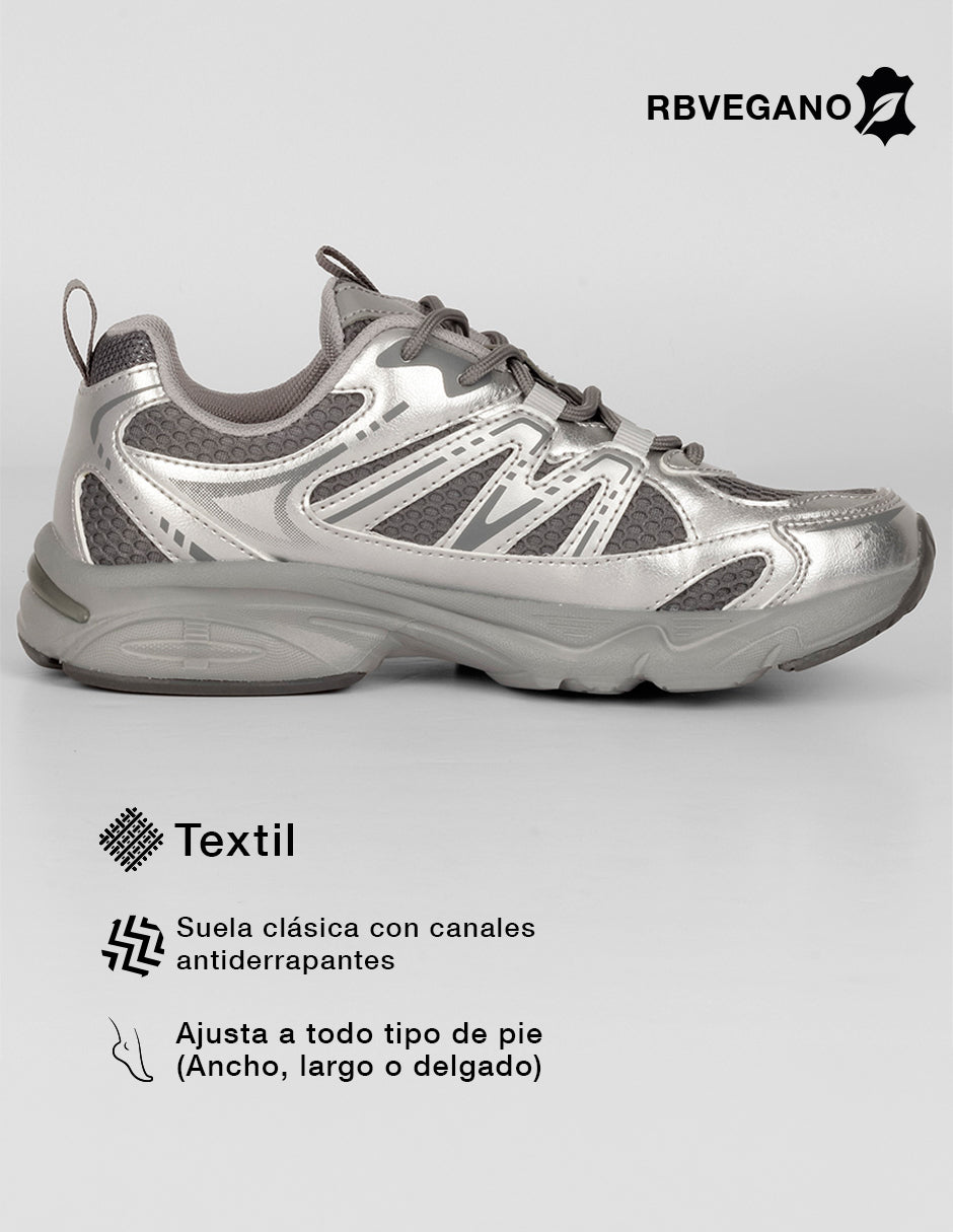 Tenis tipo deportivo  Highline en Textil – Plata