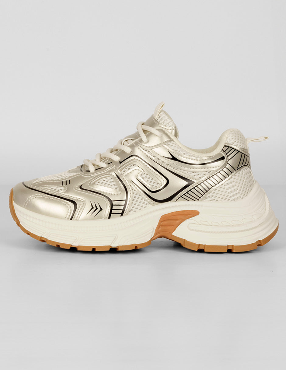 Tenis tipo deportivo Exterior Textil Color Dorado Para Mujer De RBCOLLECTION