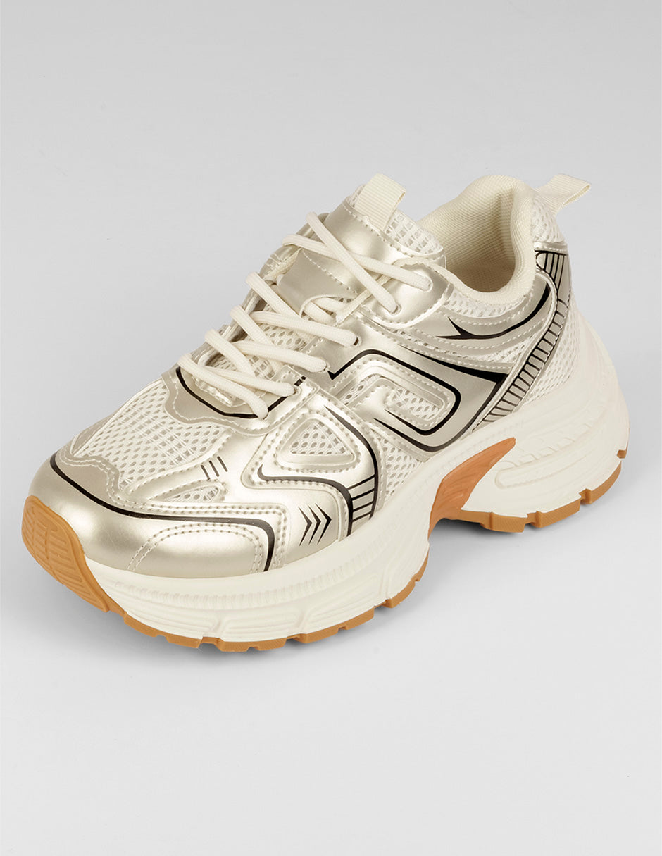 Tenis tipo deportivo  Highline en Textil – Dorado