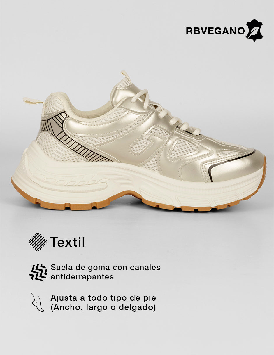 Tenis tipo deportivo  Highline en Textil – Dorado