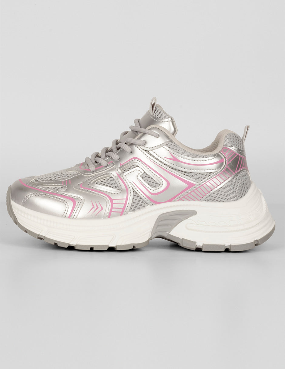 Tenis tipo deportivo Exterior Textil Color Plata Para Mujer De RBCOLLECTION