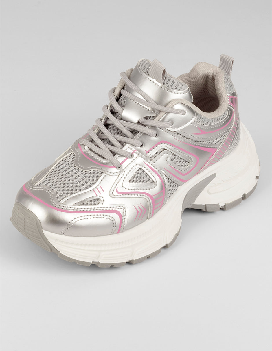 Tenis tipo deportivo  Highline en Textil – Plata