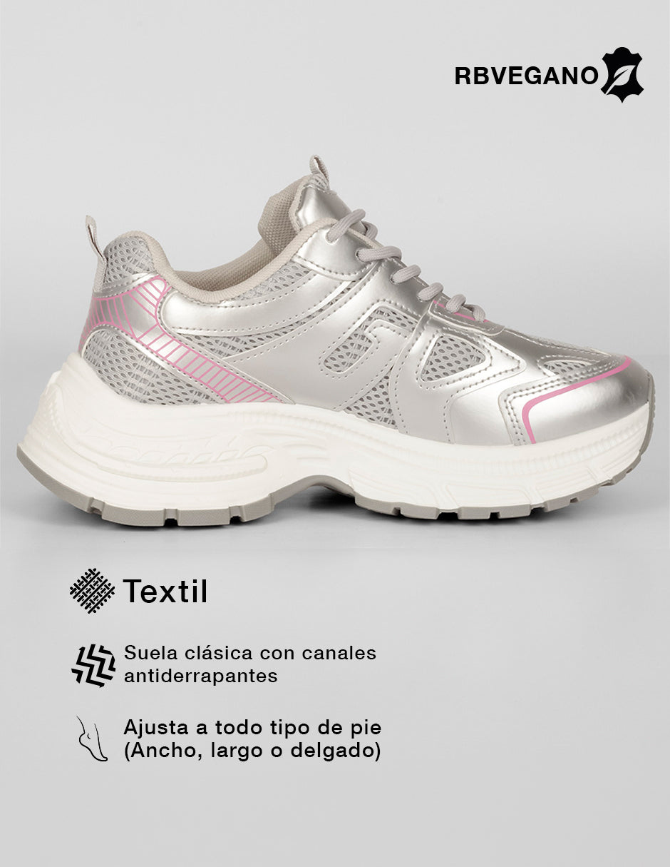 Tenis tipo deportivo  Highline en Textil – Plata