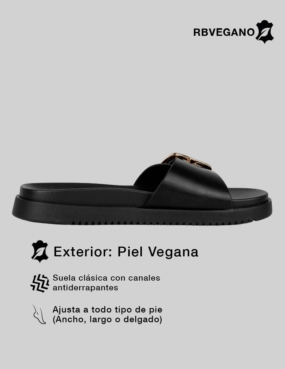 Sandalias de piso Birt en Piel vegana – Negro