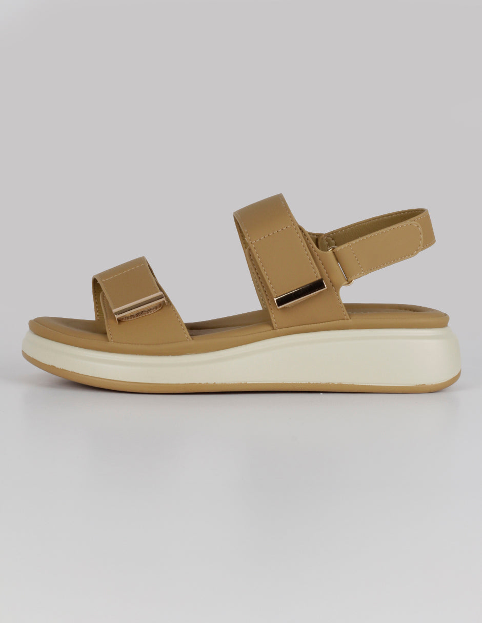 Sandalias de piso Steps en Piel vegana – Café