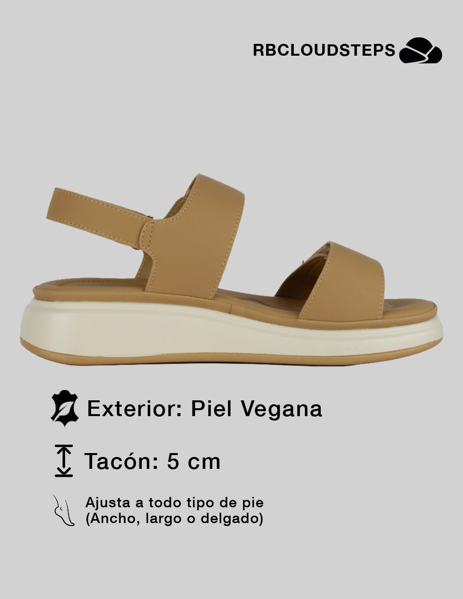 Sandalias de piso Steps en Piel vegana – Café