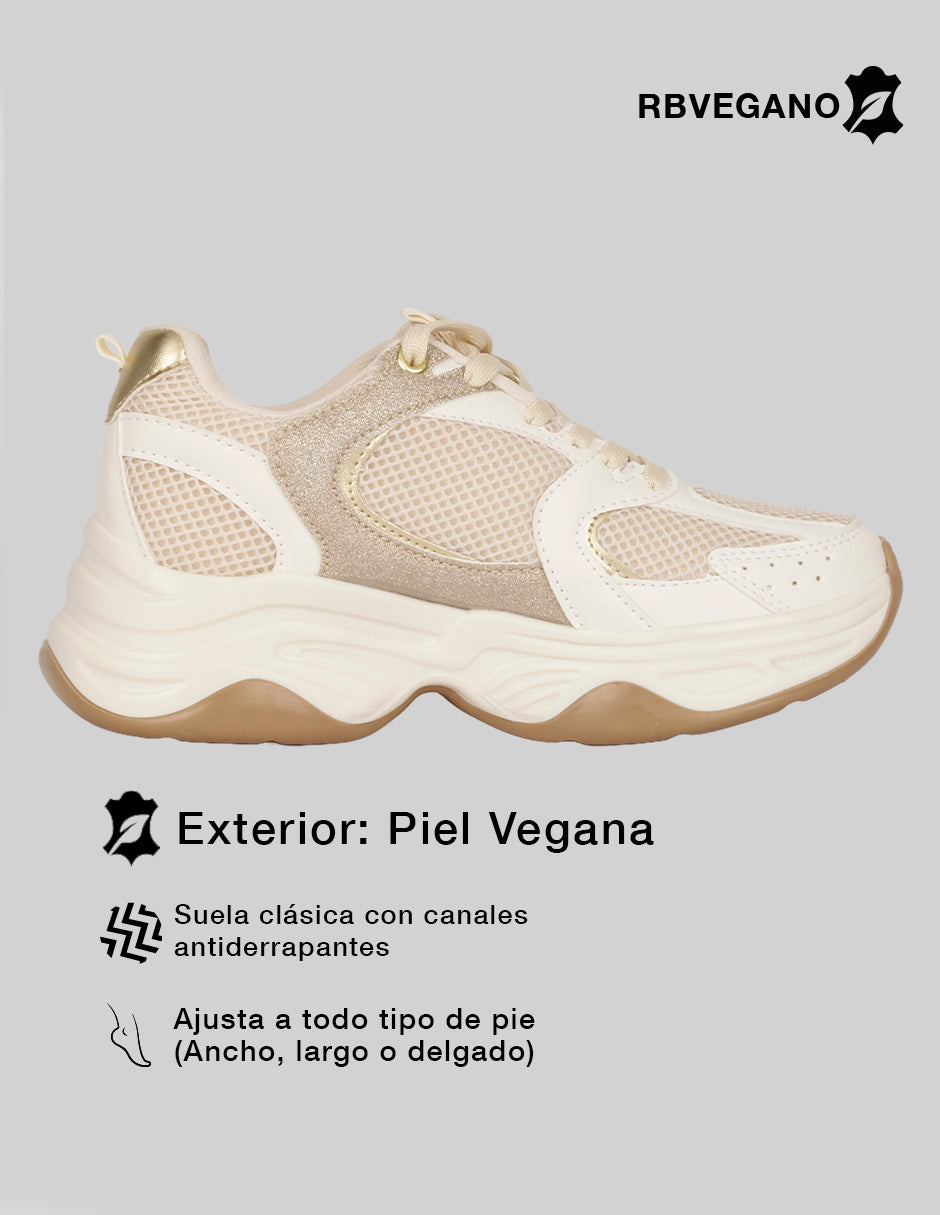 Tenis tipo Deportivo  Highline en Piel vegana – Beige