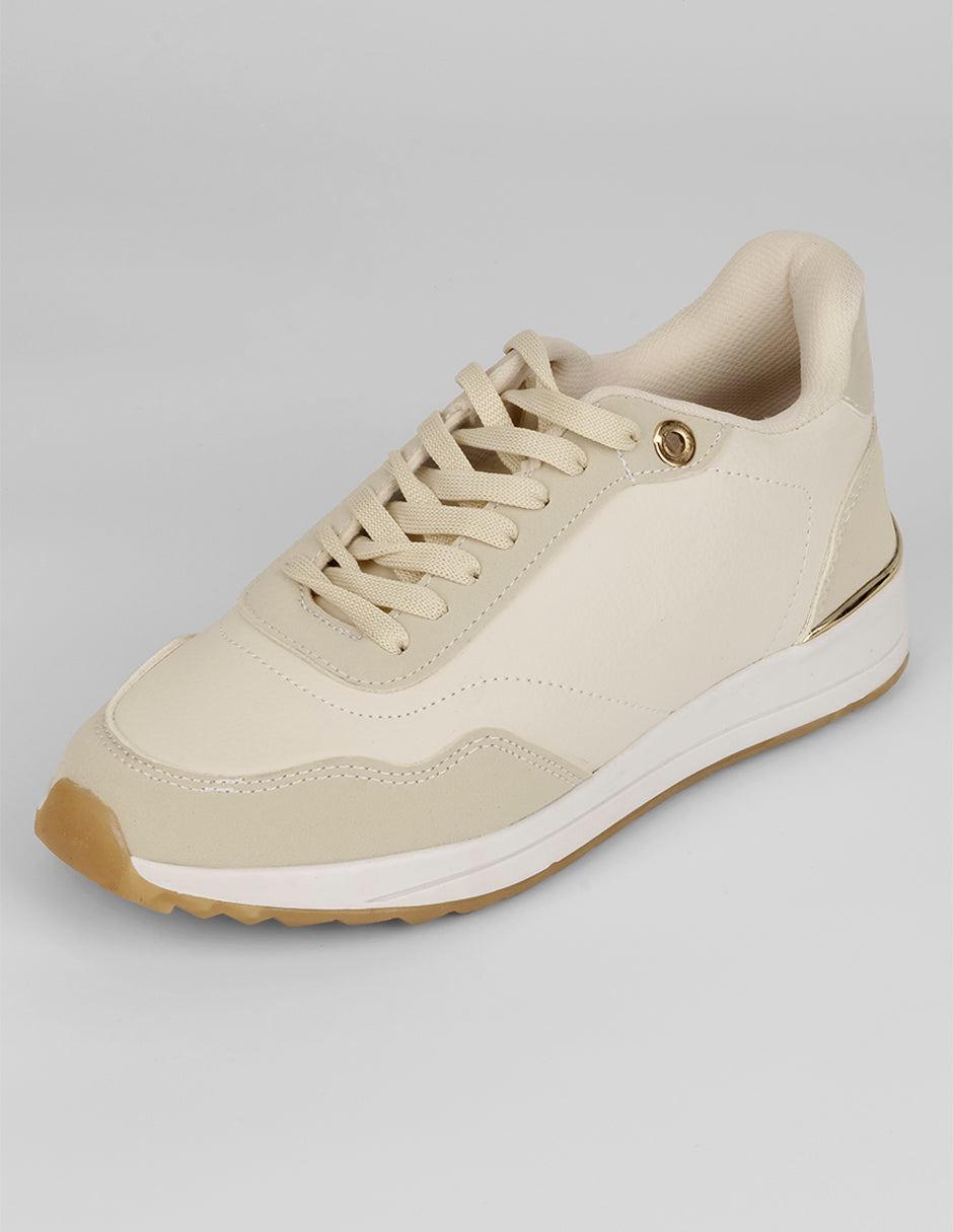 Tenis tipo deportivo  Highline en Piel vegana – Latte