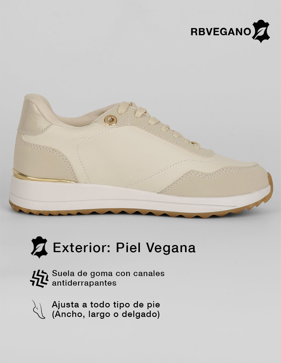 Tenis tipo deportivo  Highline en Piel vegana – Latte