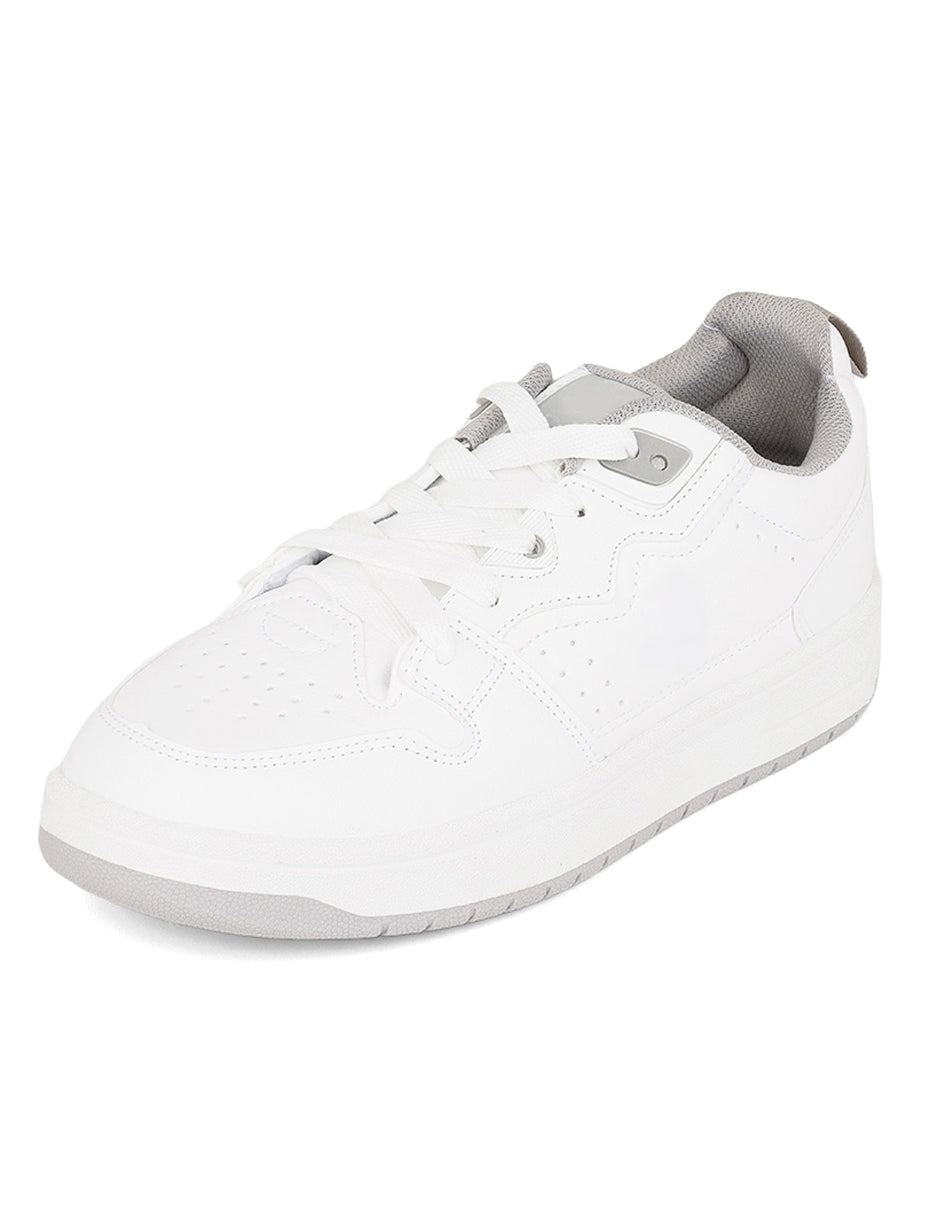 Tenis con cordones  Agle en Piel vegana – Blanco
