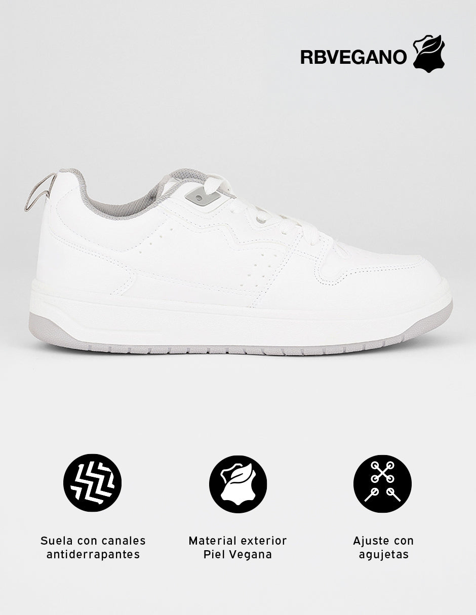 Tenis con cordones  Agle en Piel vegana – Blanco