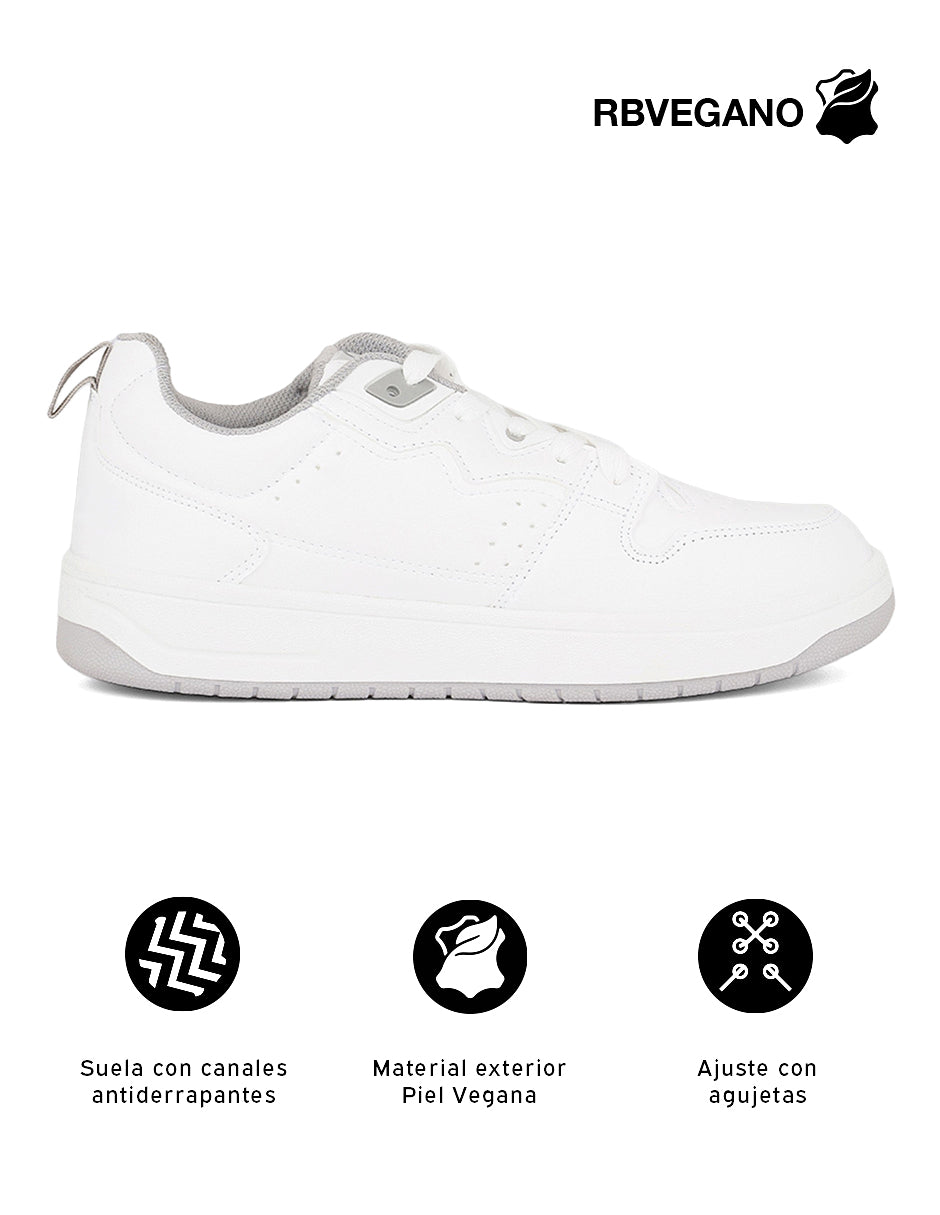 Tenis con cordones  Agle en Piel vegana – Blanco