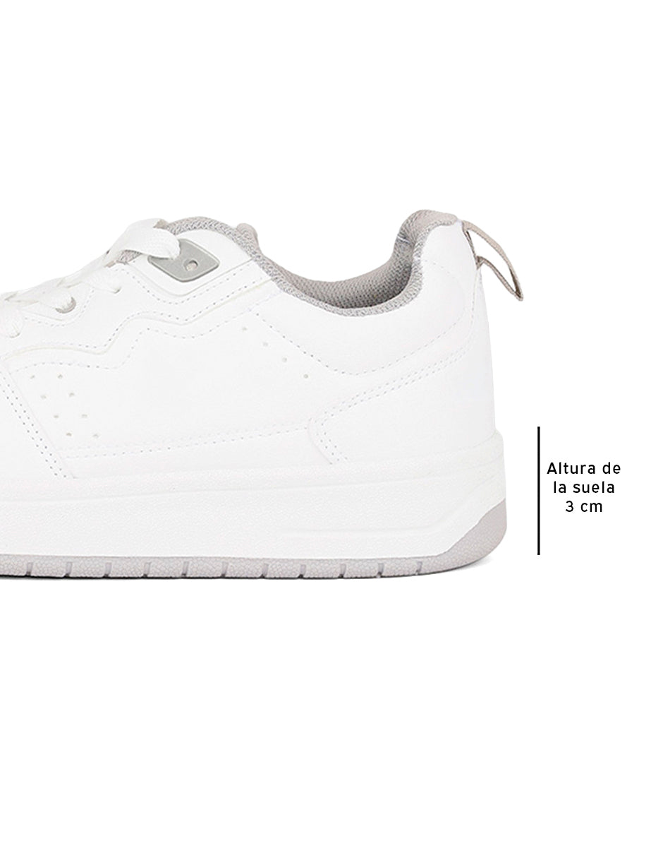 Tenis con cordones  Agle en Piel vegana – Blanco