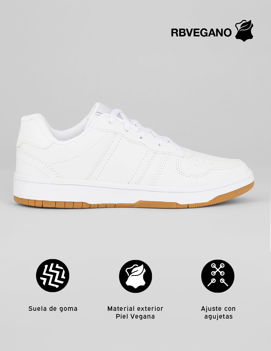 Tenis con cordones  Highline en Piel vegana – Blanco