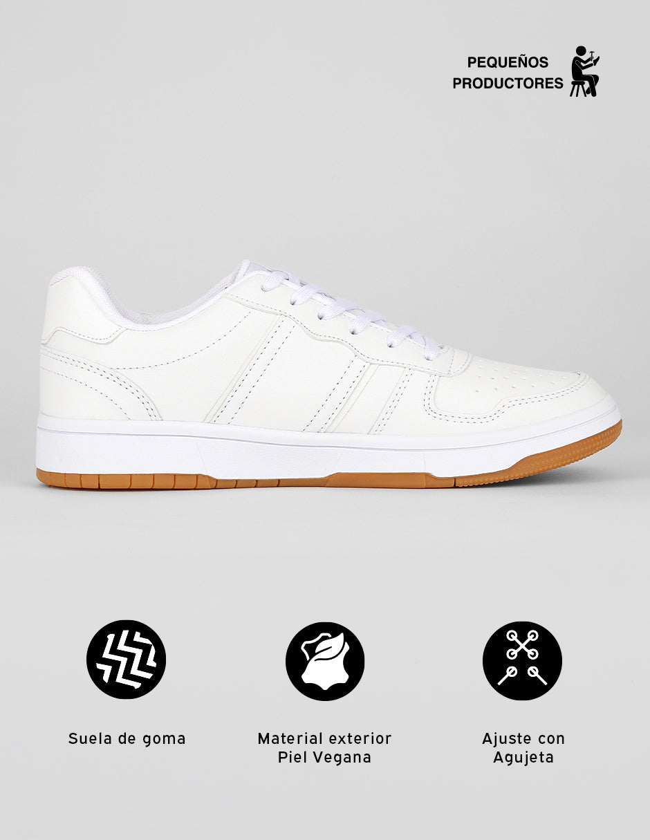 Tenis con cordones Urban en Piel vegana – Blanco