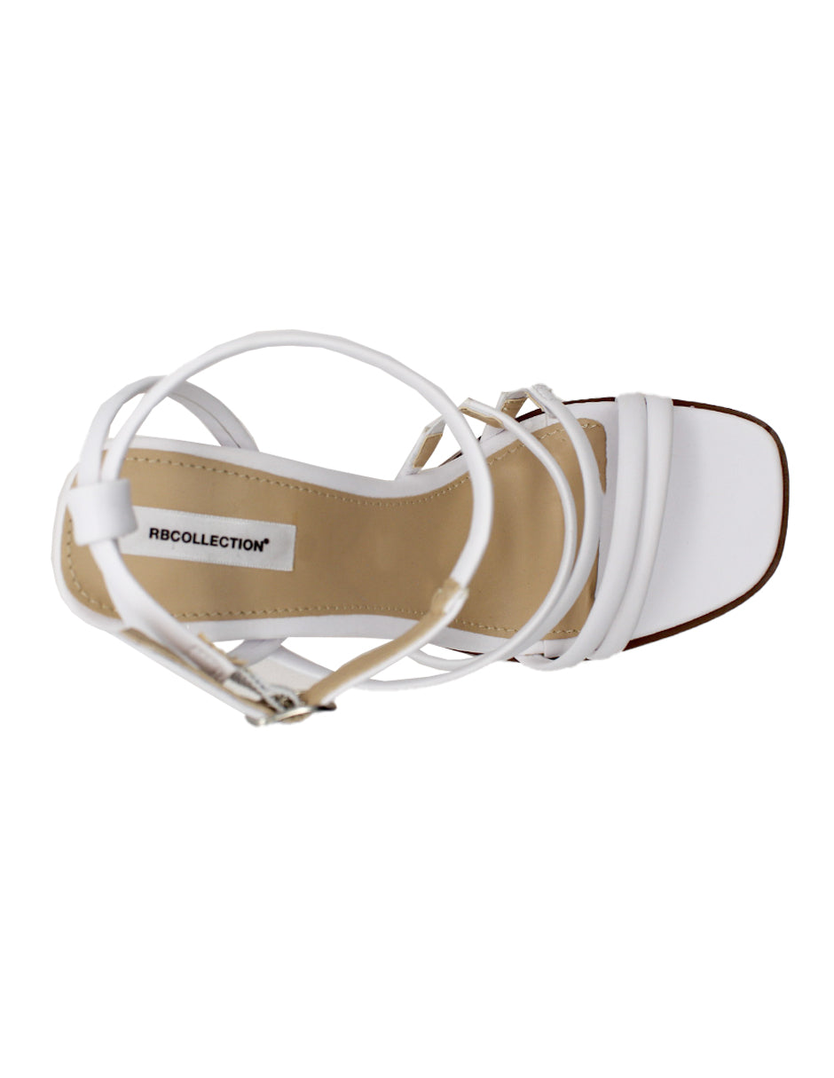 Sandalia con Tacón Exterior Piel sintético Color Blanco Para Mujer De RBCOLLECTION