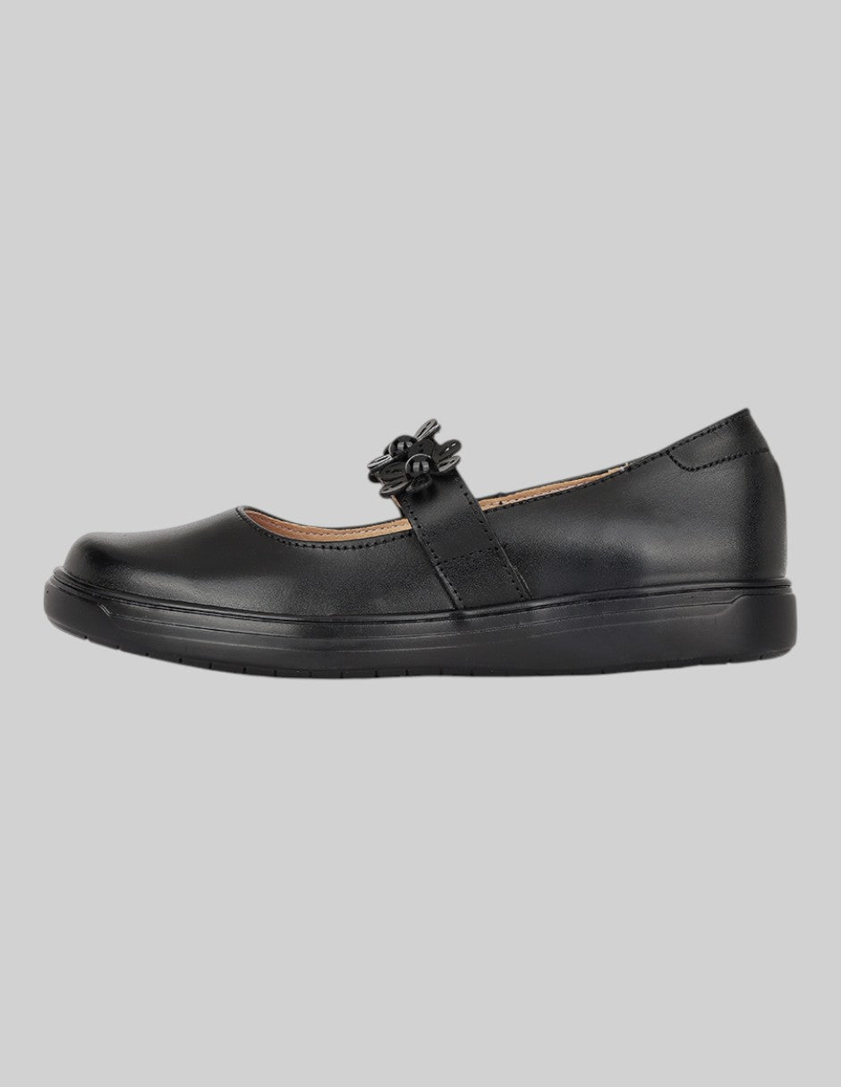Mary Jane Exterior Piel Color Negro Para Niña De RBCOLLECTION