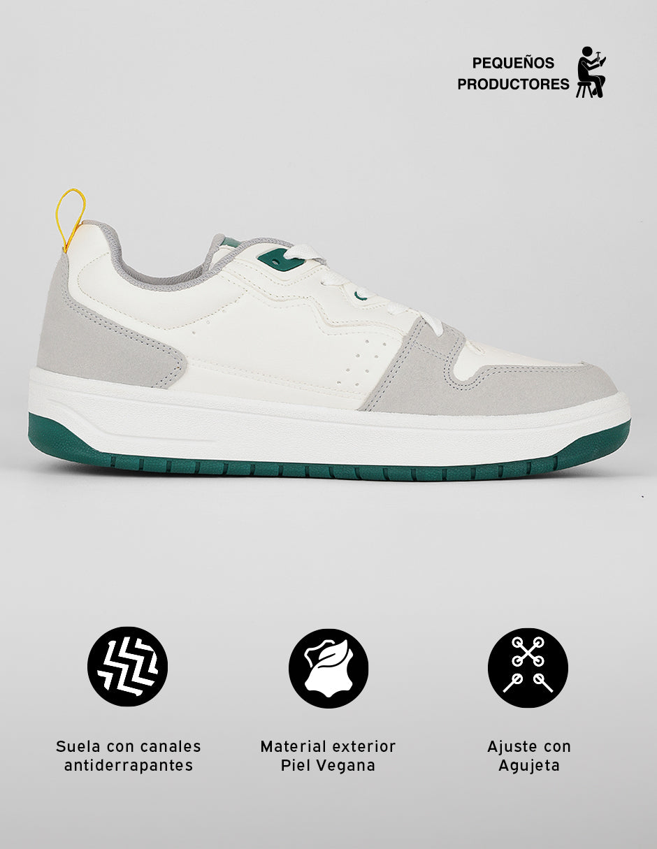 Tenis con cordones Agle en Piel vegana – Blanco